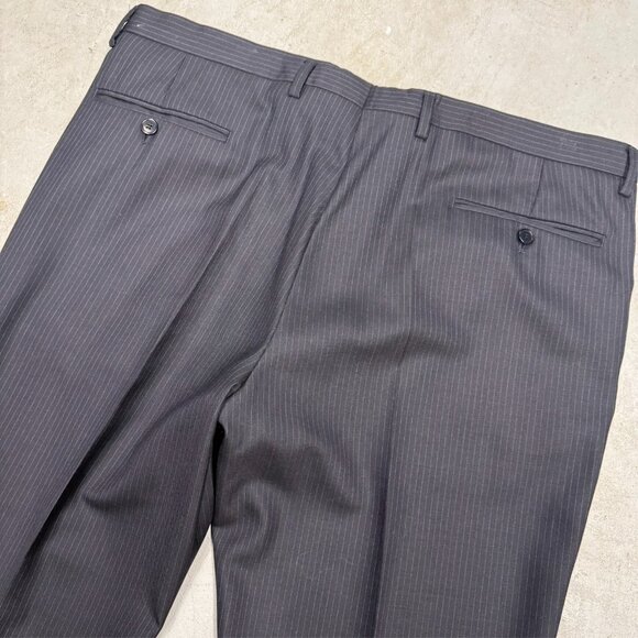 KENZO Paris Dress Pants Navy Blue Wool Trousers Pinstripe 40x34 - Picture 9 of 10